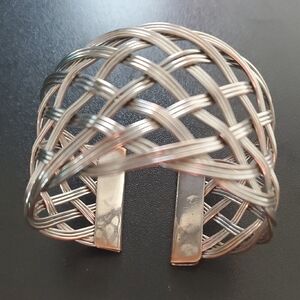 Silver Woven Cuff Bracelet